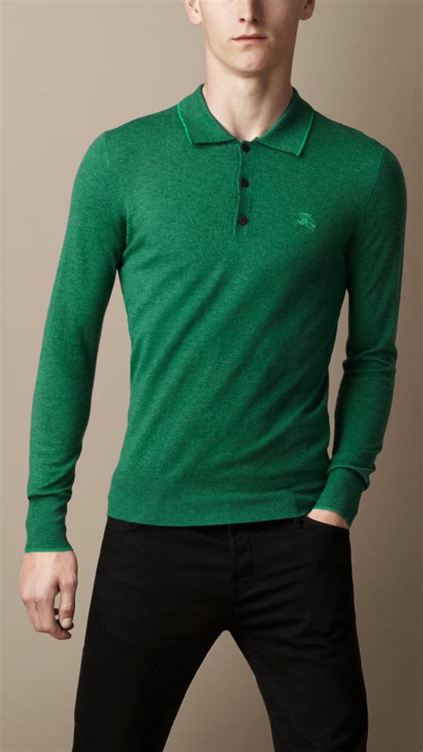 burberry long sleeve polo green|burberry long sleeve polo white.